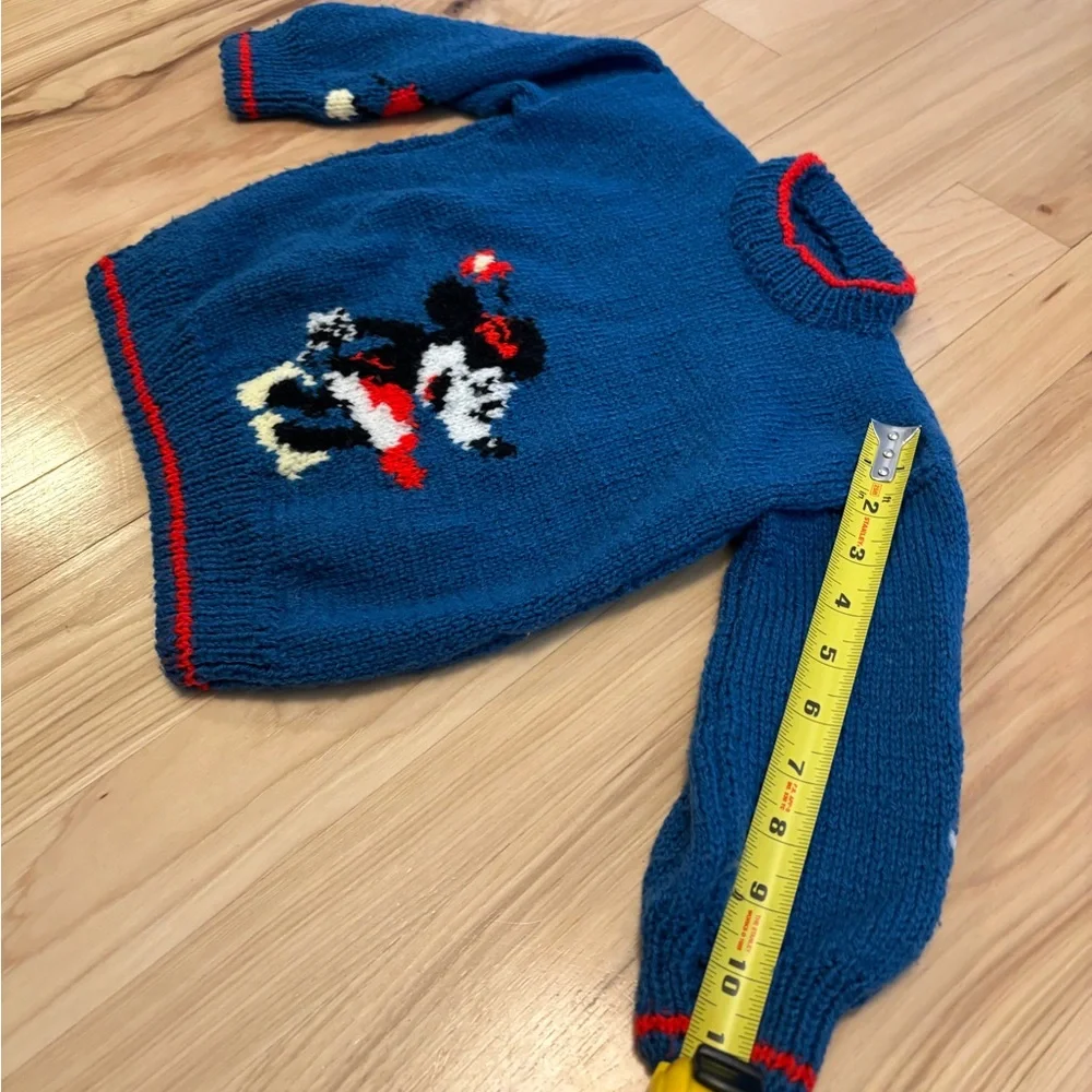 Blue Sweater with Disney Mickey and Minnie Character Design sz 3T Handmade - Picture 7 of 7